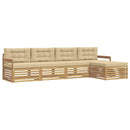 Udendørs sofagruppe med pude 5 pcs Hvid og Beige Polyester