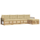 Udendørs sofagruppe med pude 5 pcs Hvid og Beige Polyester
