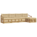 Udendørs sofagruppe med pude 5 pcs Hvid og Beige Polyester