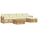 Udendørs sofagruppe 7 pcs Hvid og cremefarvet Polyester