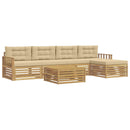 Udendørs sofagruppe med pude 7 pcs Hvid og Beige Polyester