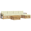 Udendørs sofagruppe 7 pcs Hvid og cremefarvet Polyester