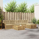 Udendørs sofagruppe med pude 7 pcs Hvid og Beige Polyester