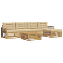Udendørs sofagruppe med pude 7 pcs Hvid og Beige Polyester