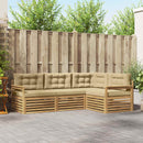 Udendørs sofagruppe med pude 5 pcs Hvid og Beige Polyester