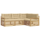 Udendørs sofagruppe med pude 5 pcs Hvid og Beige Polyester