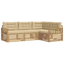 Udendørs sofagruppe med pude 5 pcs Hvid og Beige Polyester
