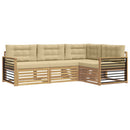 Udendørs sofagruppe med pude 5 pcs Hvid og Beige Polyester