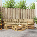 Udendørs sofagruppe med pude 5 pcs Hvid og Beige Polyester