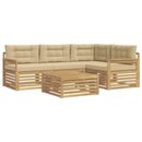 Udendørs sofagruppe med pude 6 pcs Hvid og Beige Polyester