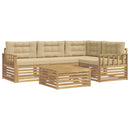 Udendørs sofagruppe med pude 6 pcs Hvid og Beige Polyester