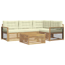 Udendørs sofagruppe 6 pcs Hvid og cremefarvet Polyester