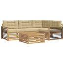 Udendørs sofagruppe med pude 6 pcs Hvid og Beige Polyester