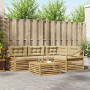 Udendørs sofagruppe med pude 5 pcs Hvid og Beige Polyester