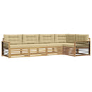 Udendørs sofagruppe med pude 6 pcs Hvid og Beige Polyester