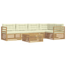 Udendørs sofagruppe 6 pcs Hvid og cremefarvet Polyester
