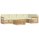 Udendørs sofagruppe 6 pcs Hvid og cremefarvet Polyester