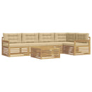 Udendørs sofagruppe med pude 6 pcs Hvid og Beige Polyester