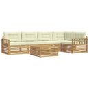 Udendørs sofagruppe 6 pcs Hvid og cremefarvet Polyester