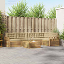 Udendørs sofagruppe med pude 6 pcs Hvid og Beige Polyester