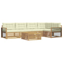 Udendørs sofagruppe 6 pcs Hvid og cremefarvet Polyester
