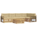 Udendørs sofagruppe med pude 6 pcs Hvid og Beige Polyester