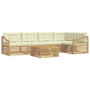 Udendørs sofagruppe 6 pcs Hvid og cremefarvet Polyester