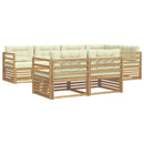Udendørs sofagruppe 7 pcs Hvid og cremefarvet Polyester