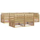 Udendørs sofagruppe med pude 7 pcs Hvid og Beige Polyester