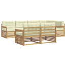 Udendørs sofagruppe 7 pcs Hvid og cremefarvet Polyester