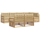 Udendørs sofagruppe med pude 7 pcs Hvid og Beige Polyester