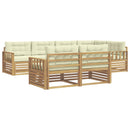 Udendørs sofagruppe 7 pcs Hvid og cremefarvet Polyester