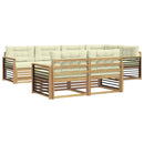 Udendørs sofagruppe 7 pcs Hvid og cremefarvet Polyester