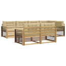 Udendørs sofagruppe med pude 7 pcs Hvid og Beige Polyester