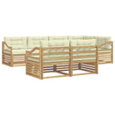 Udendørs sofagruppe 7 pcs Hvid og cremefarvet Polyester
