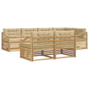 Udendørs sofagruppe med pude 7 pcs Hvid og Beige Polyester