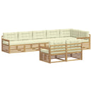 Udendørs sofagruppe 8 pcs Hvid og cremefarvet Polyester