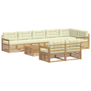 Udendørs sofagruppe 9 pcs Hvid og cremefarvet Polyester