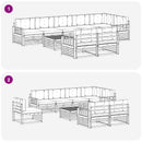 Udendørs sofagruppe 9 pcs Hvid og cremefarvet Polyester