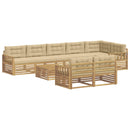 Udendørs sofagruppe med pude 9 pcs Hvid og Beige Polyester