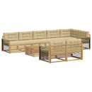 Udendørs sofagruppe med pude 9 pcs Hvid og Beige Polyester