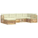 Udendørs sofagruppe 6 pcs Hvid og cremefarvet Polyester