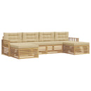 Sofasæt med pude 6 pcs Hvid og Beige Massivt Akacietræ