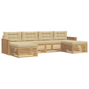 Udendørs sofagruppe 6 pcs Hvid og Beige Massivt Akacietræ