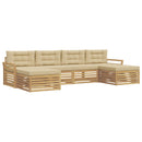 Udendørs sofagruppe 6 pcs Hvid og Beige Massivt Akacietræ