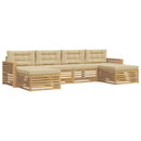 Udendørs sofagruppe 6 pcs Hvid og Beige Massivt Akacietræ