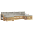 Sofasæt med pude 6 pcs Hvid og lysegrå Massivt Akacietræ