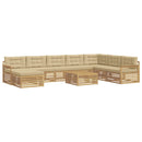 Udendørs sofagruppe 9 pcs Hvid og Beige Massivt Akacietræ