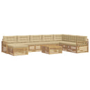 Udendørs sofagruppe 9 pcs Hvid og Beige Massivt Akacietræ