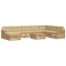 Udendørs sofagruppe 9 pcs Hvid og Beige Massivt Akacietræ